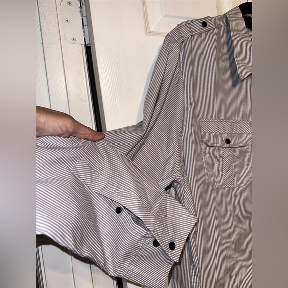 Eighty Eight Platinum 2XL Button Up Shirt Mens XXLarge Gray  Stripe Long Sleeve - Picture 5 of 5
